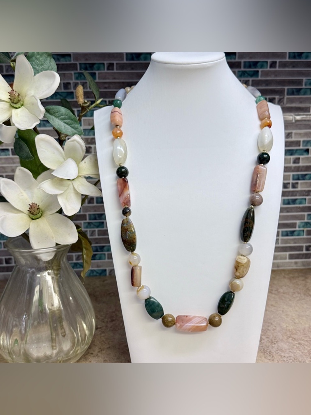 Handcrafted natural gemstone statement Necklace